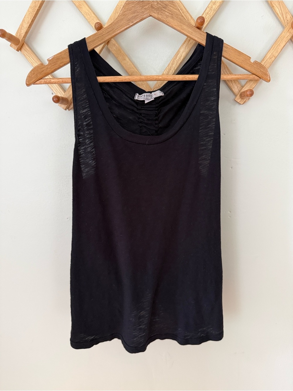 Stateside Black Cotton Twist Ruched Back Tank Top S Made in USA